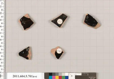 Terracotta fragments of kylikes (drinking cups)