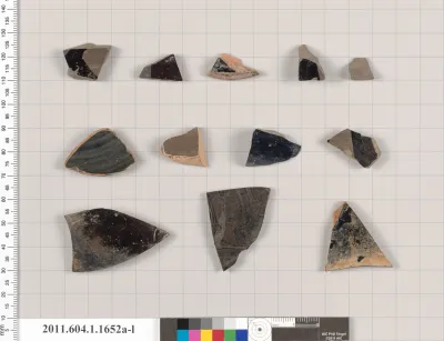 Terracotta fragments of kylikes (drinking cups)