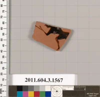 Terracotta fragment of a kylix: Band cup (drinking cup)