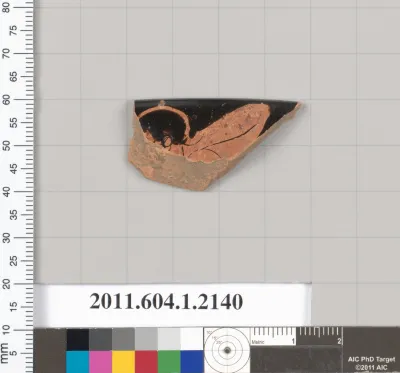 Terracotta rim fragment of a kylix (drinking cup)