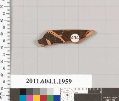 Terracotta rim fragment of a kylix (drinking cup)