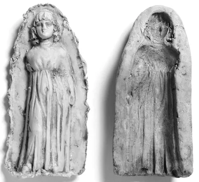 Mold of the Front of a Standing Girl Wearing a Chiton