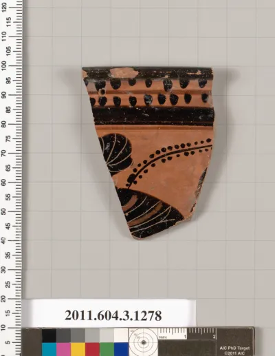 Terracotta rim fragment of a skyphos (deep drinking cup)