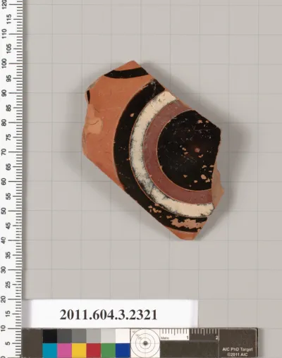 Terracotta fragment of a kylix: eye-cup (drinking cup)