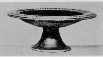 PLATE, STEMMED (ETRUSCAN, BLACK PATTERN)