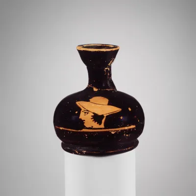 Terracotta squat lekythos (oil flask)