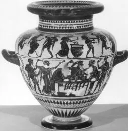 STAMNOS (ATHENIAN, BLACK-FIGURE)