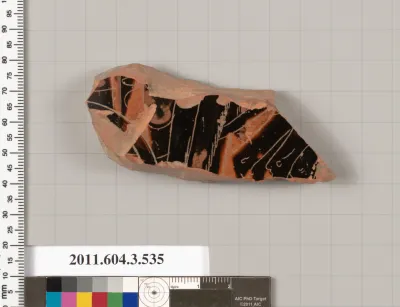 Terracotta fragment of a column-krater (bowl for mixing wine and water) or a calyx-krater (bowl for mixing wine and water)?