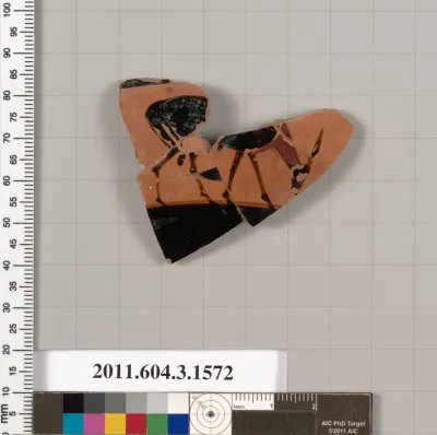 Terracotta fragment of a kylix: Band cup (drinking cup)