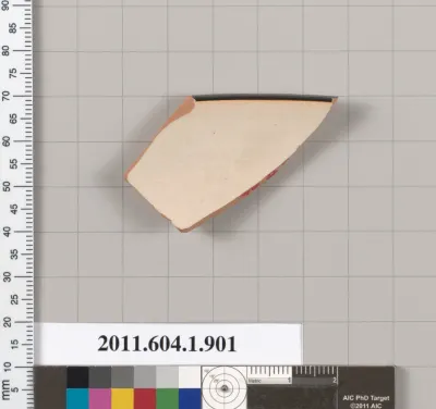 Terracotta rim fragment of a kylix (drinking cup)