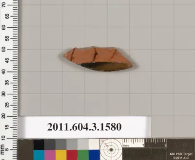 Terracotta fragment of a kylix: Band cup (drinking cup)