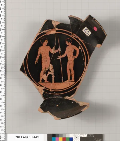 Terracotta fragment of a stemless kylix (drinking cup)
