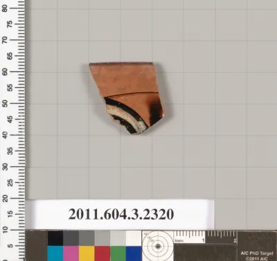 Terracotta rim fragment of a kylix: eye-cup (drinking cup)