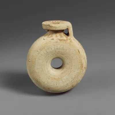 Terracotta ring aryballos (perfume vase)