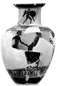 AMPHORA, NECK (ETRUSCAN, BLACK-FIGURE)