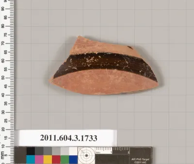 Terracotta fragment of a kylix: Band or lip cup (drinking cup)