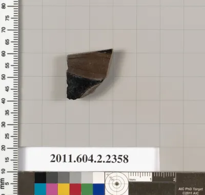 Terracotta fragment of a pot; unglazed on the inside