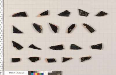 Terracotta fragments of kylikes (drinking cups)