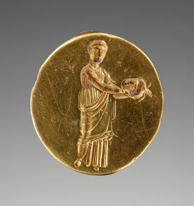 Engraved Ring with an Actor Holding a Theater Mask