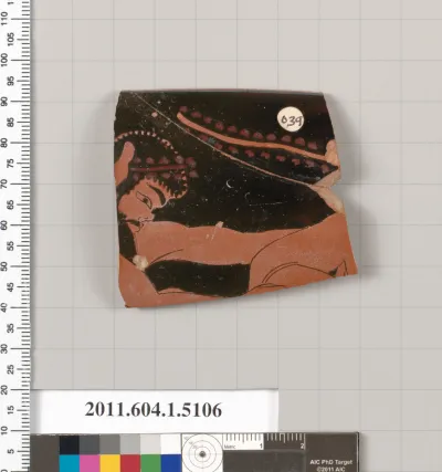 Terracotta rim fragment of a kylix (drinking cup)