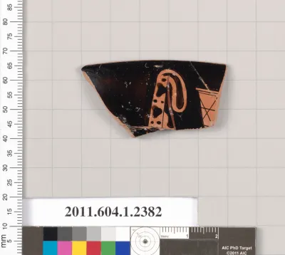 Terracotta rim fragment of a kylix (drinking cup)