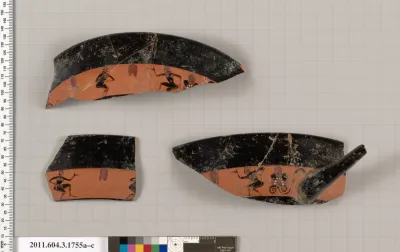 Terracotta fragments of a kylix: Band cup (drinking cup)