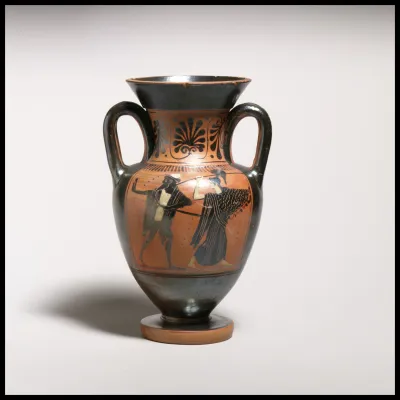 Terracotta neck-amphora (jar) with double handles