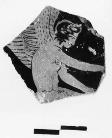 PYXIS LID, FRAGMENT (ATHENIAN, RED-FIGURE)