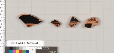 Terracotta fragments of kylikes (drinking cups)