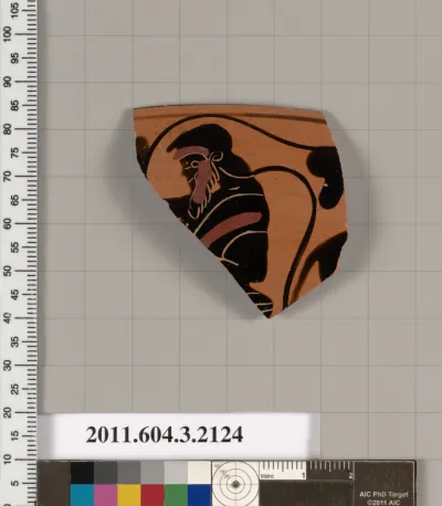 Terracotta rim fragment of a kylix (drinking cup)