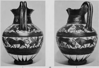 OINOCHOE (ETRUSCO-CORINTHIAN, BLACK-FIGURE)