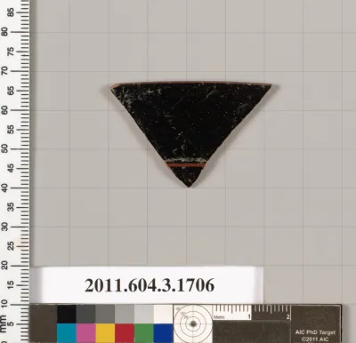 Terracotta rim fragment of a kylix: Band cup (drinking cup)
