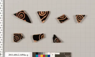 Terracotta fragments of skyphoi (deep drinking cups)