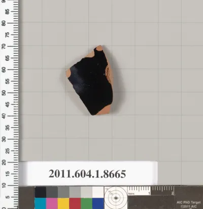 Terracotta rim fragment of a stemless? kylix (drinking cup)