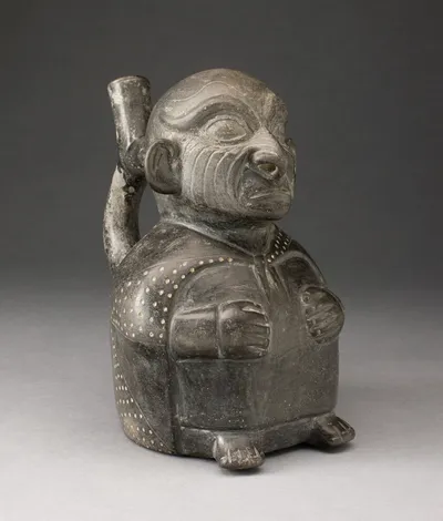 Portrait Vessel of Seated Figure with Wrinkled Face