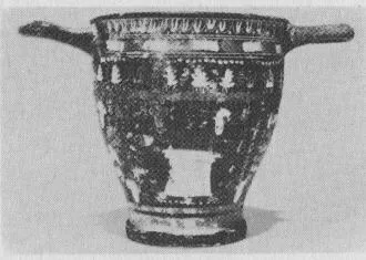 SKYPHOS (SOUTH ITALIAN, GNATHIAN, BLACK GLAZE)