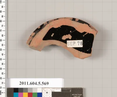 Terracotta fragment of a stemless kylix (drinking cup)