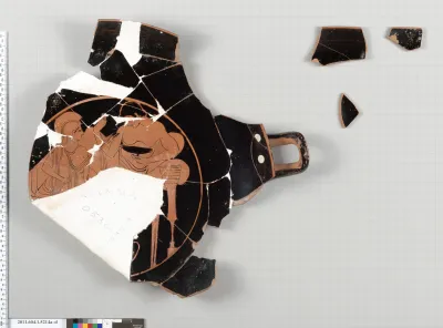 Terracotta fragments of a kylix (drinking cup)