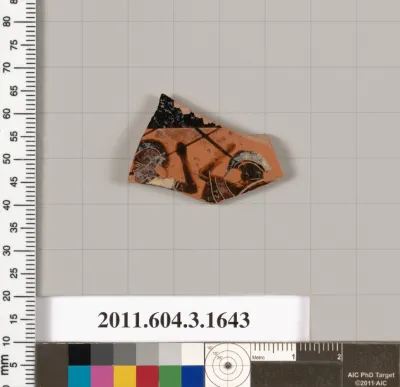 Terracotta fragment of a kylix: Band cup (drinking cup)