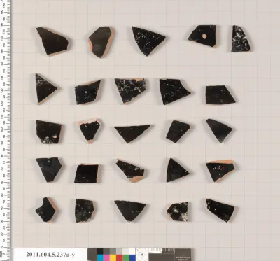 Terracotta fragments of kylikes (drinking cups)