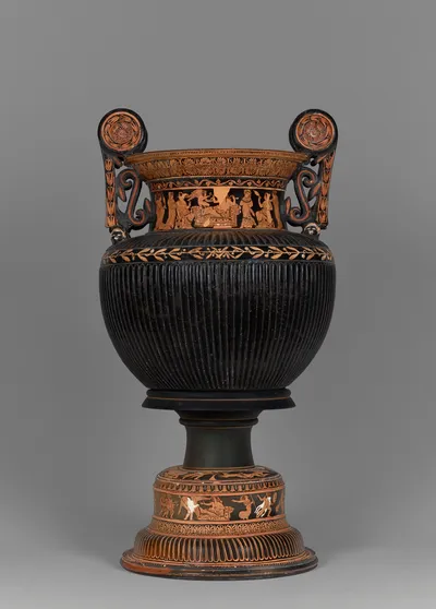 Attic Red-Figure Dinoid Volute Krater and Stand