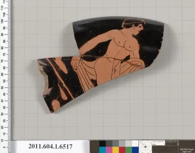 Terracotta rim fragment of a kylix (drinking cup)