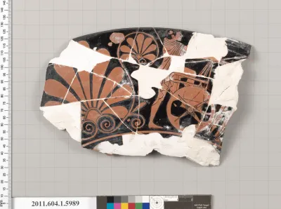 Terracotta rim fragment of a kylix (drinking cup)