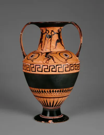 Attic Black-Figure Nikosthenic Amphora with Boxers