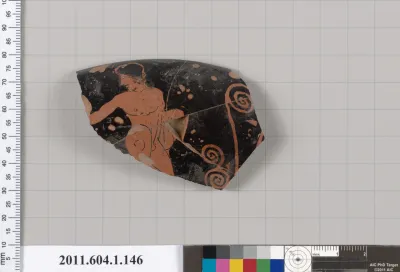 Terracotta rim fragment of a kylix (drinking cup)