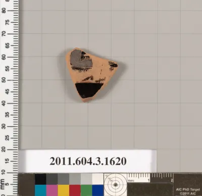 Terracotta fragment of a kylix: Band cup (drinking cup)