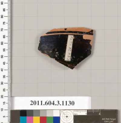 Terracotta fragment of a mastoid (drinking cup with narrow base) or a kyathos (cup-shaped ladle)