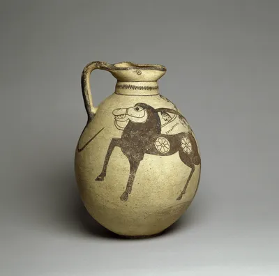 Krug mit Streitwagenszene der Bichrome IV Ware