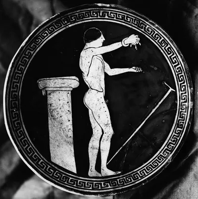 Attische Kylix, Innentondo: Sich salbender Palästrit