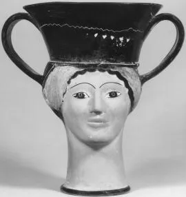 FIGURE VASE, KANTHAROS (ATHENIAN, RED-FIGURE)